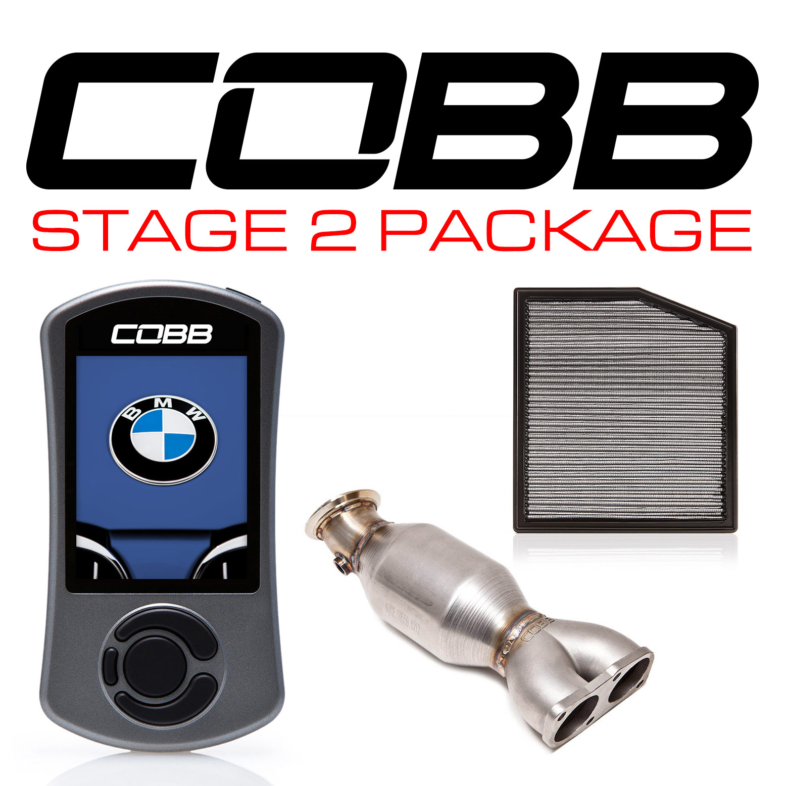 Cobb 6B2X32 High Flow Filter Downpipe w/ Cat & V3 for BMW N55