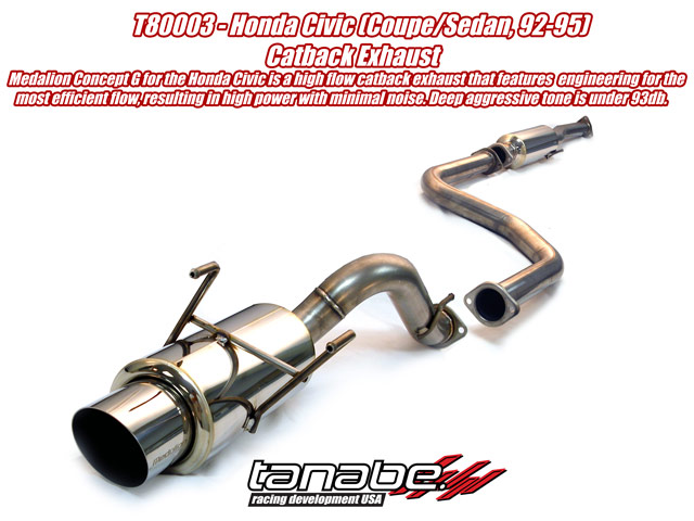 Tanabe Concept G Cat Back Exhaust for 92-95 Honda Civic Coupe/SE