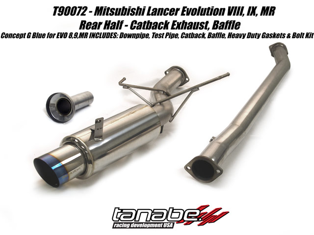 Tanabe G Blue Turbo Back Exhaust for 03-05 Mitsubish Lancer EVO8 - Click Image to Close