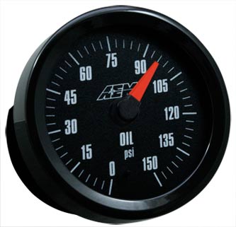 AEM Oil Pressure Gauge 0-150PSI with Analog Face - Click Image to Close