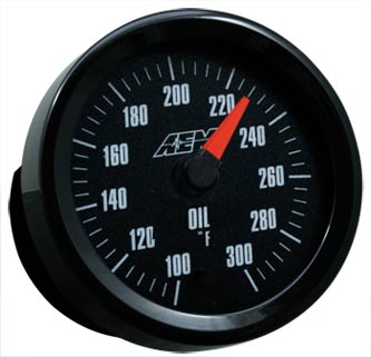 AEM Oil/Transmission/Water Temperature Gauge with Analog Face - Click Image to Close