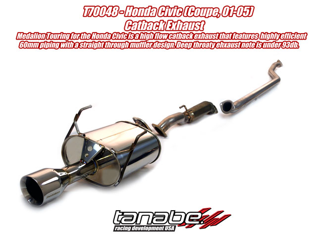 Tanabe Medalion Cat Back Exhaust for 01-05 Honda Civic Coupe EX